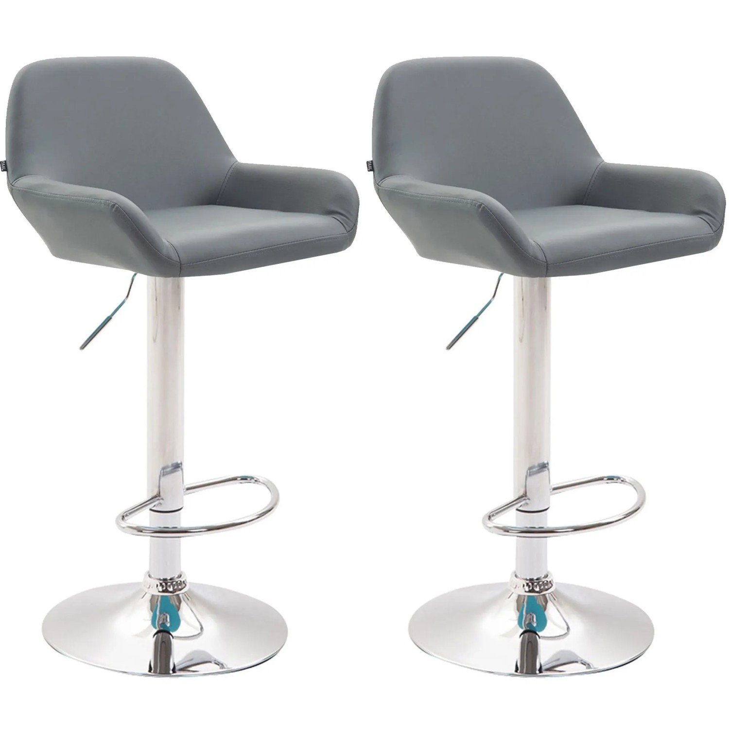 DELUKE Barhocker 2er Set DUBLIN Grau Kunstleder Chrom Barstuhl Mit Lehne Tresenhocker Tresenstuhl
