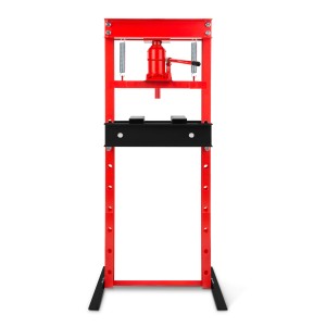EBERTH Werkstattpresse, 12T, rot, mit Hydraulikzylinder und Auflagebacken. Ideal für Werkstatt und Garage.