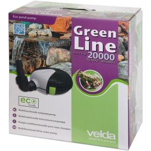 Verpackung der Velda Teichpumpe Green Line 20000 Liter für Gartenteiche.