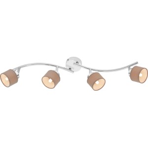 OBI LED Spot Loreto mit 4 chromfarbenen Spots und Stoffschirmen.