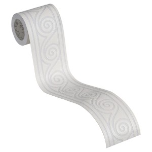 A.S. Création Borte, selbstklebend, graues Wellenmuster, 5 m x 8 cm. Dekorativ für Wand und Möbel.