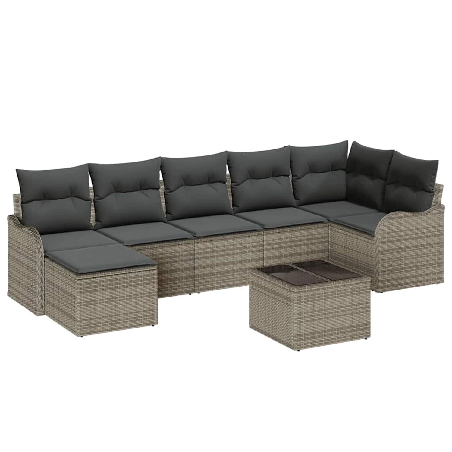 vidaXL Garten-Sofa-Set mit Kissen 8-Tlg Grau Poly Rattan 3345799 günstig online kaufen