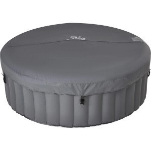 Grauer MSpa Lite Whirlpool Pebble AirJet mit Abdeckung. Aufblasbarer Outdoor-Pool für Hydromassage.