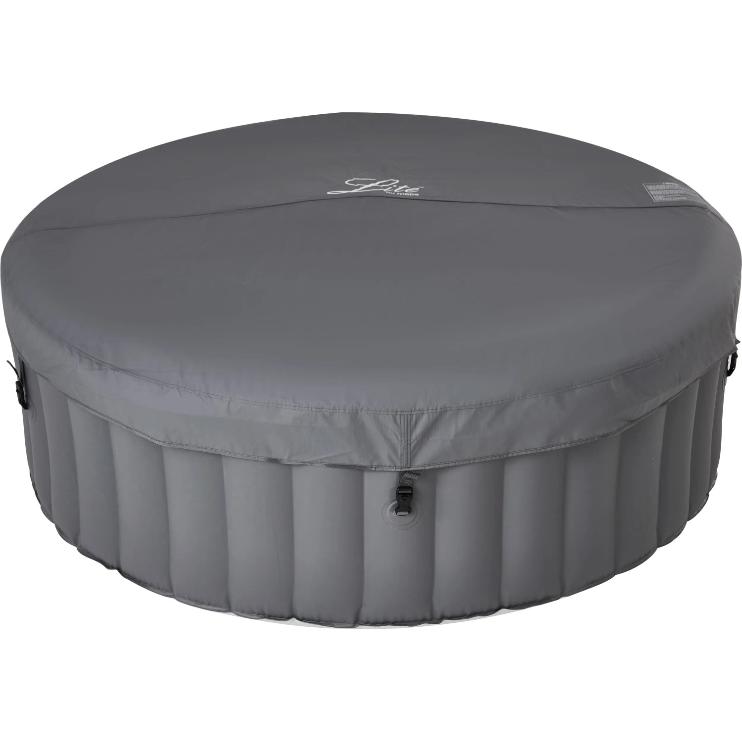 Grauer MSpa Lite Whirlpool Pebble AirJet mit Abdeckung. Aufblasbarer Outdoor-Pool für Hydromassage.