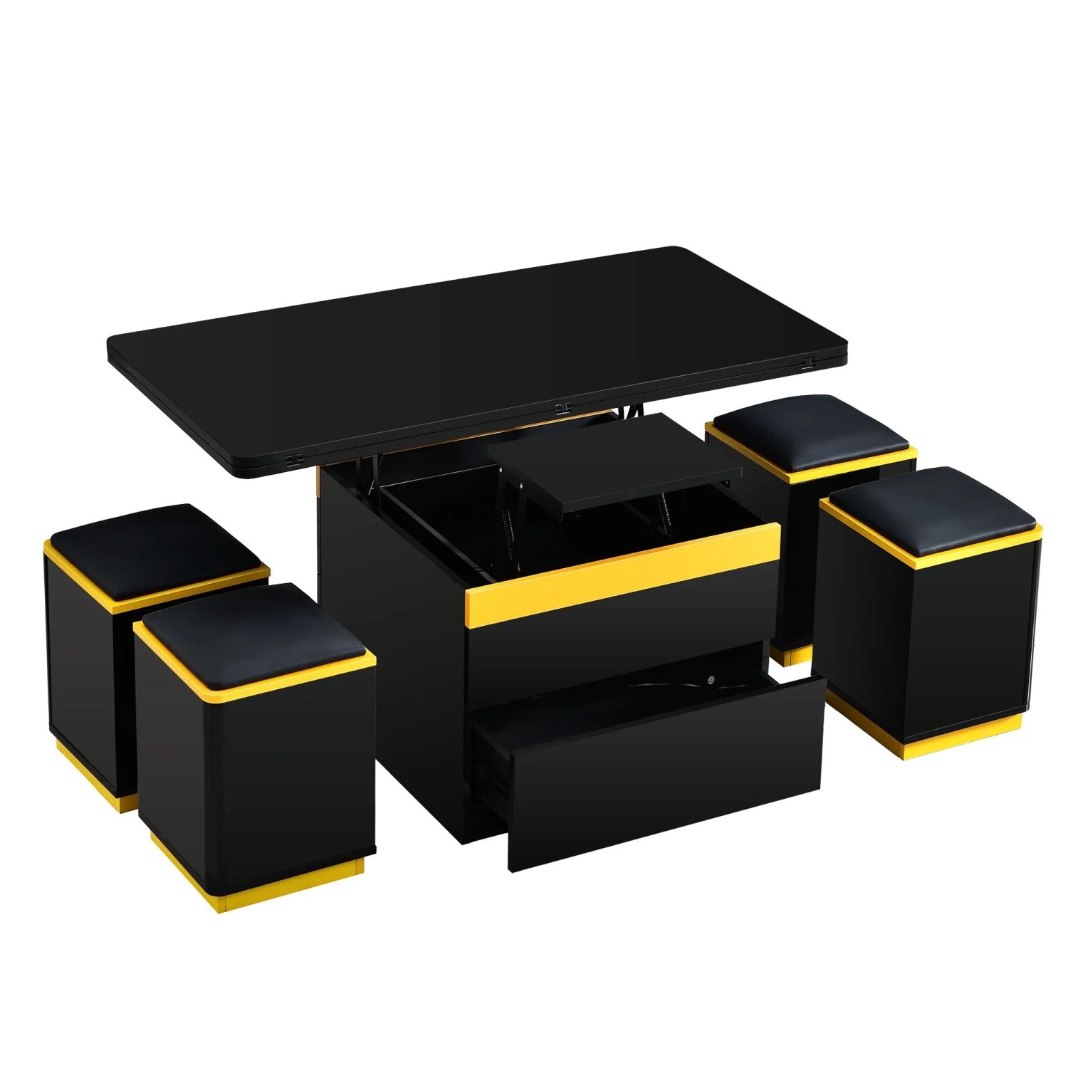 okwish Couchtisch Modern/Höhenverstellbar/Klappbar Esstisch Wohnzimmermöbel 100 × 50 cm Schwarz