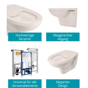 Calmwaters Wand-WC Set, spülrandlos, Pergamon, mit WC-Sitz und Absenkautomatik.