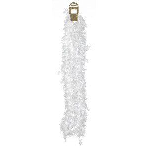 Weiße Weihnachtsgirlande mit Sternen, 270 cm lang, ideal als Baumbehang und festliche Deko.