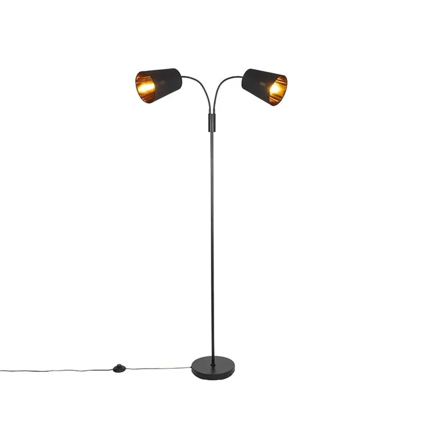 QAZQA Moderne Stehlampe Schwarz 2-Licht Carmen