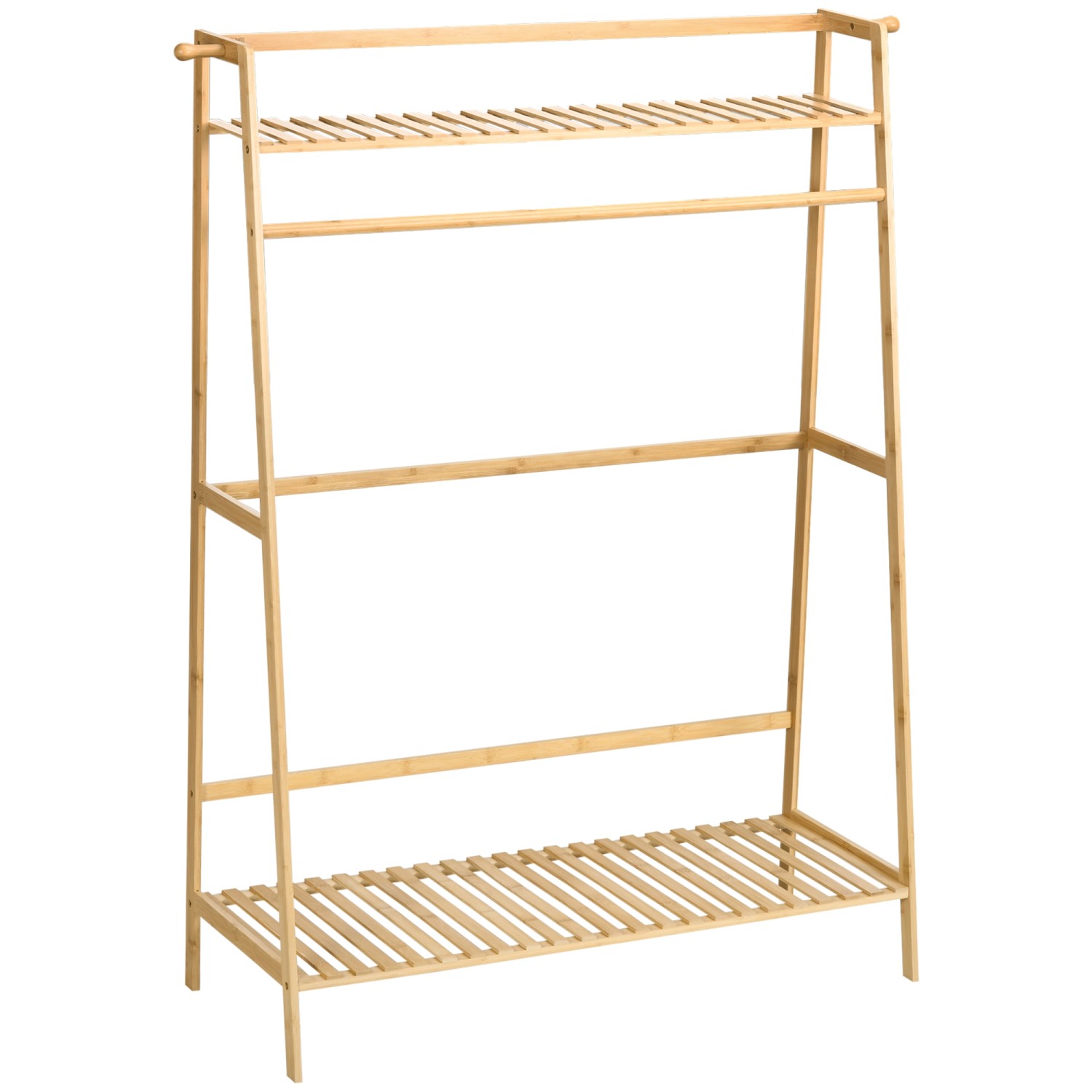 HOMCOM Kleiderständer mit Kleiderhaken Bambus Naturholz 114L x 40B x 139H c günstig online kaufen