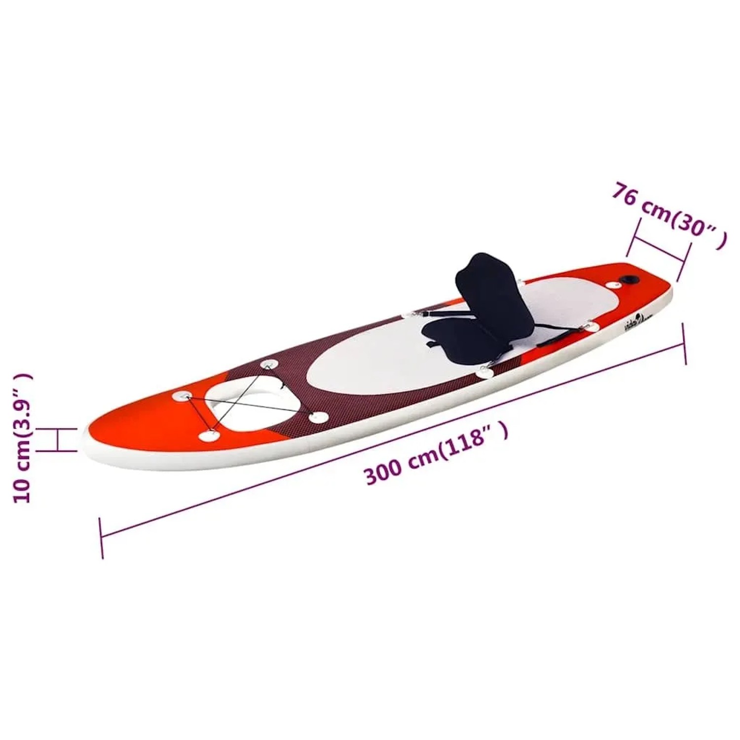 vidaXL SUP-Board-Set Aufblasbar Rot 300x76x10 cm 93382_12