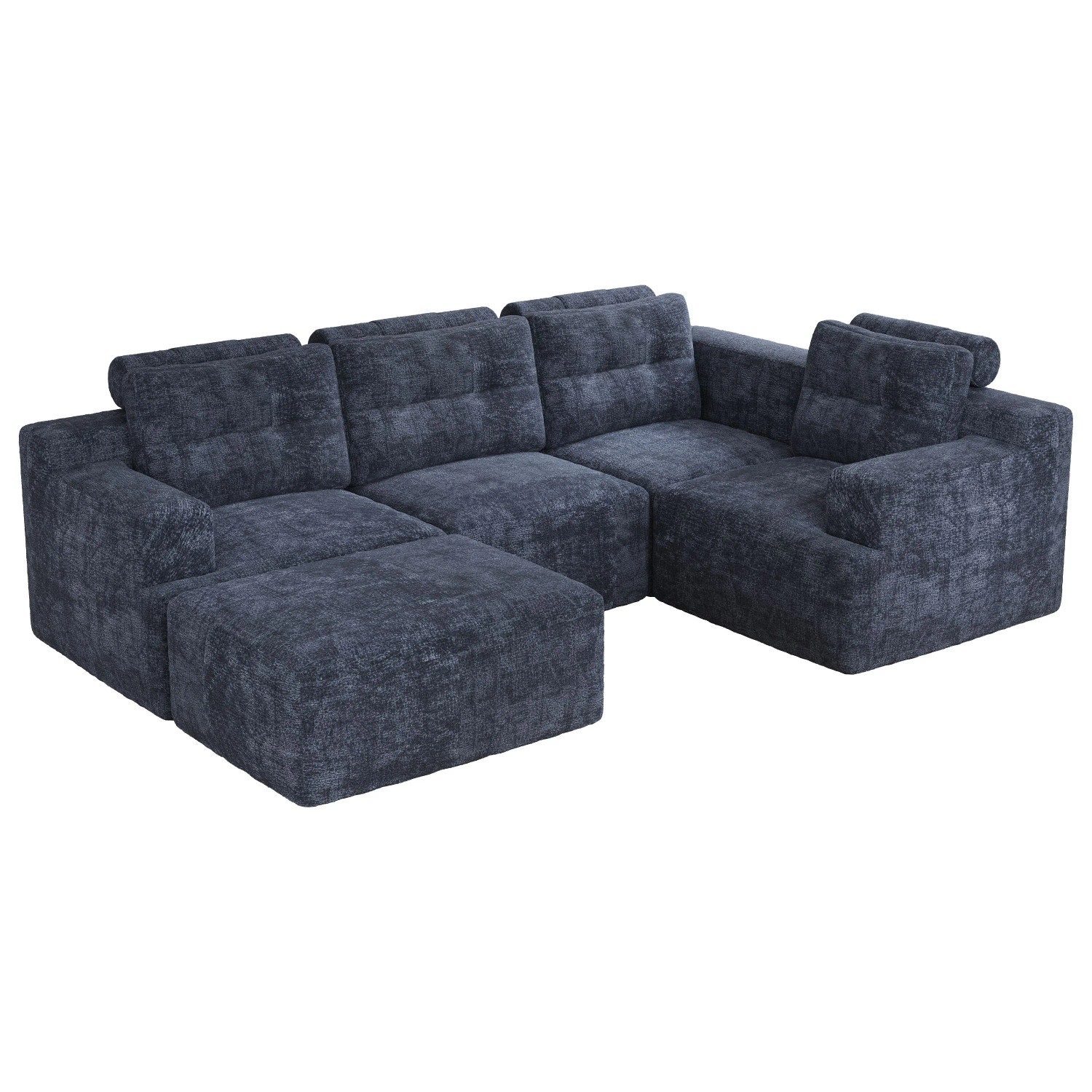 Merax Modular Sofa L Form U Form Chenille Blau