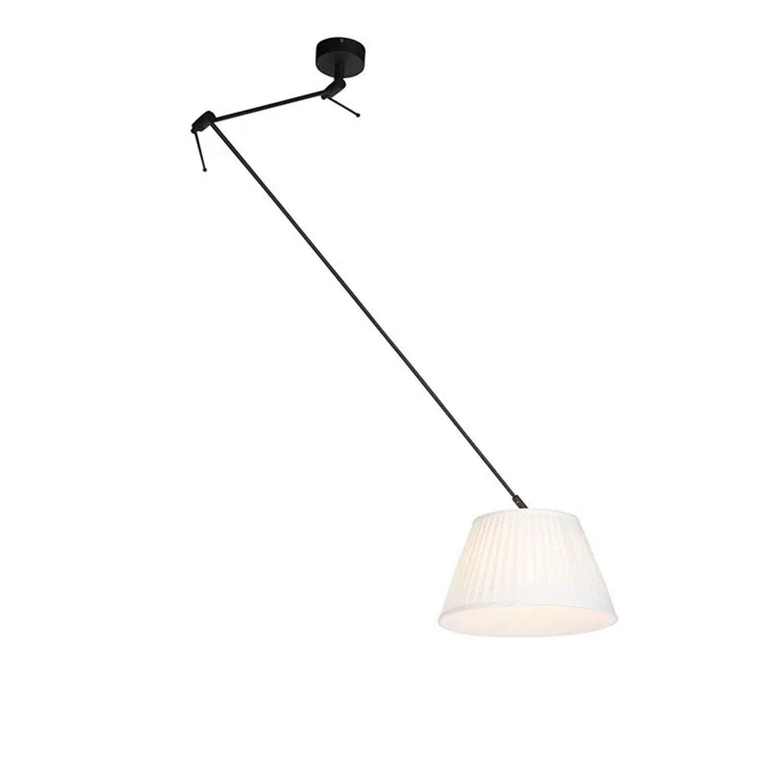 QAZQA Hängelampe mit Plissiertem Schirm 35cm Creme Blitz I Schwarz