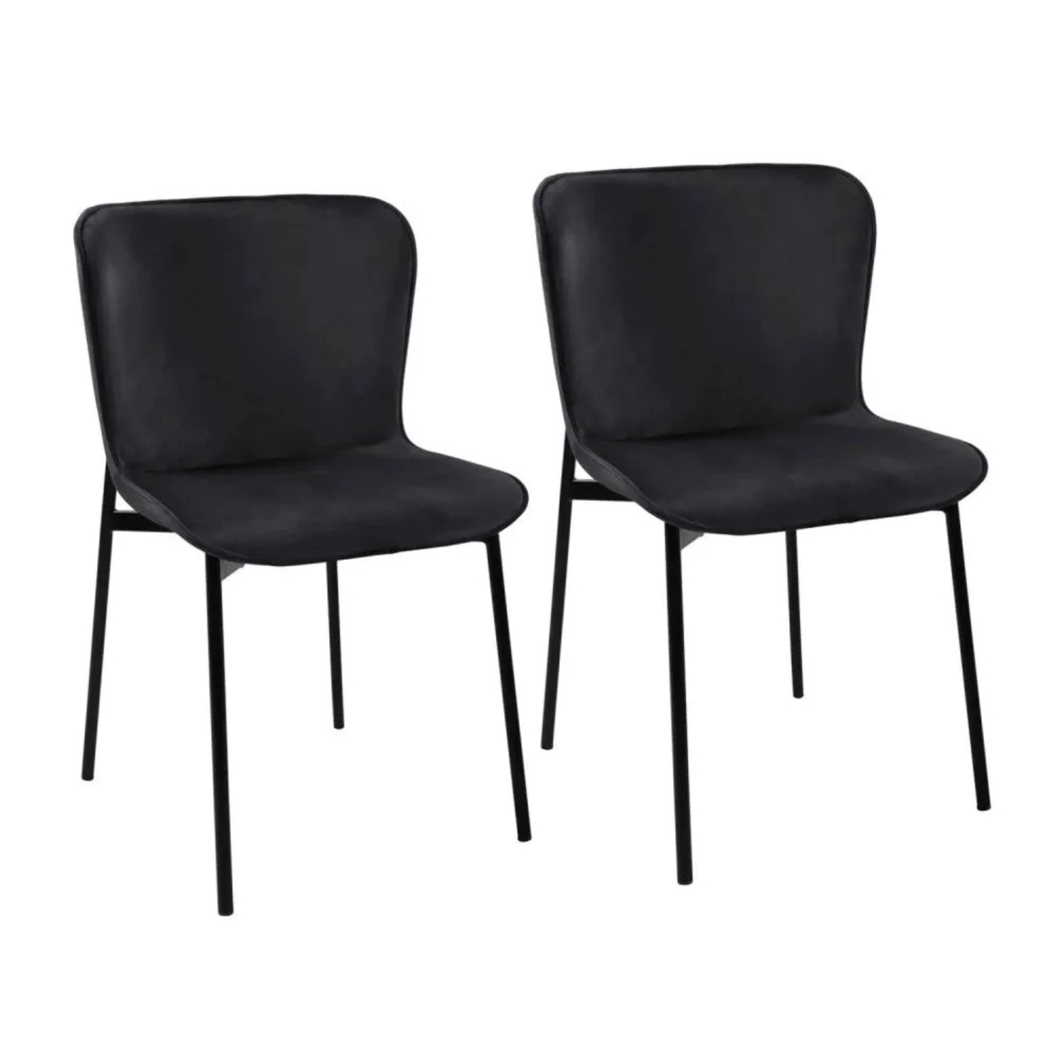 Svita Mary 2er Set Esszimmerstuhl Polsterstuhl Ohne Armlehnen Samt Schwarz/Schwarz