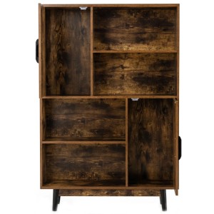 Costway Bücherschrank mit 2 Türen Kaffee 80 x 24 x 120 cm
