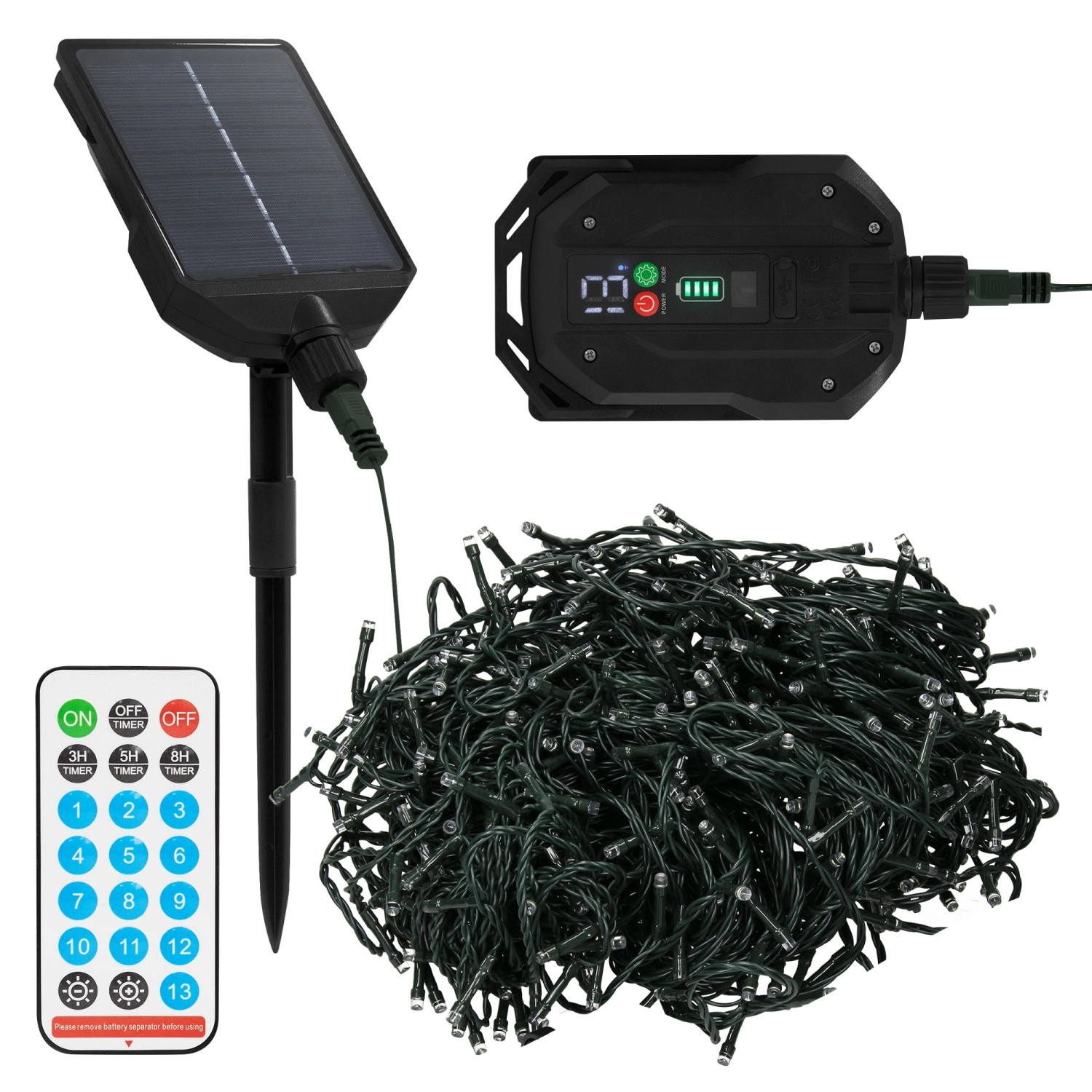 ECD Germany Solar Lichterkette Aussen 11m 560LED Warmweiß Timer 13Modi günstig online kaufen