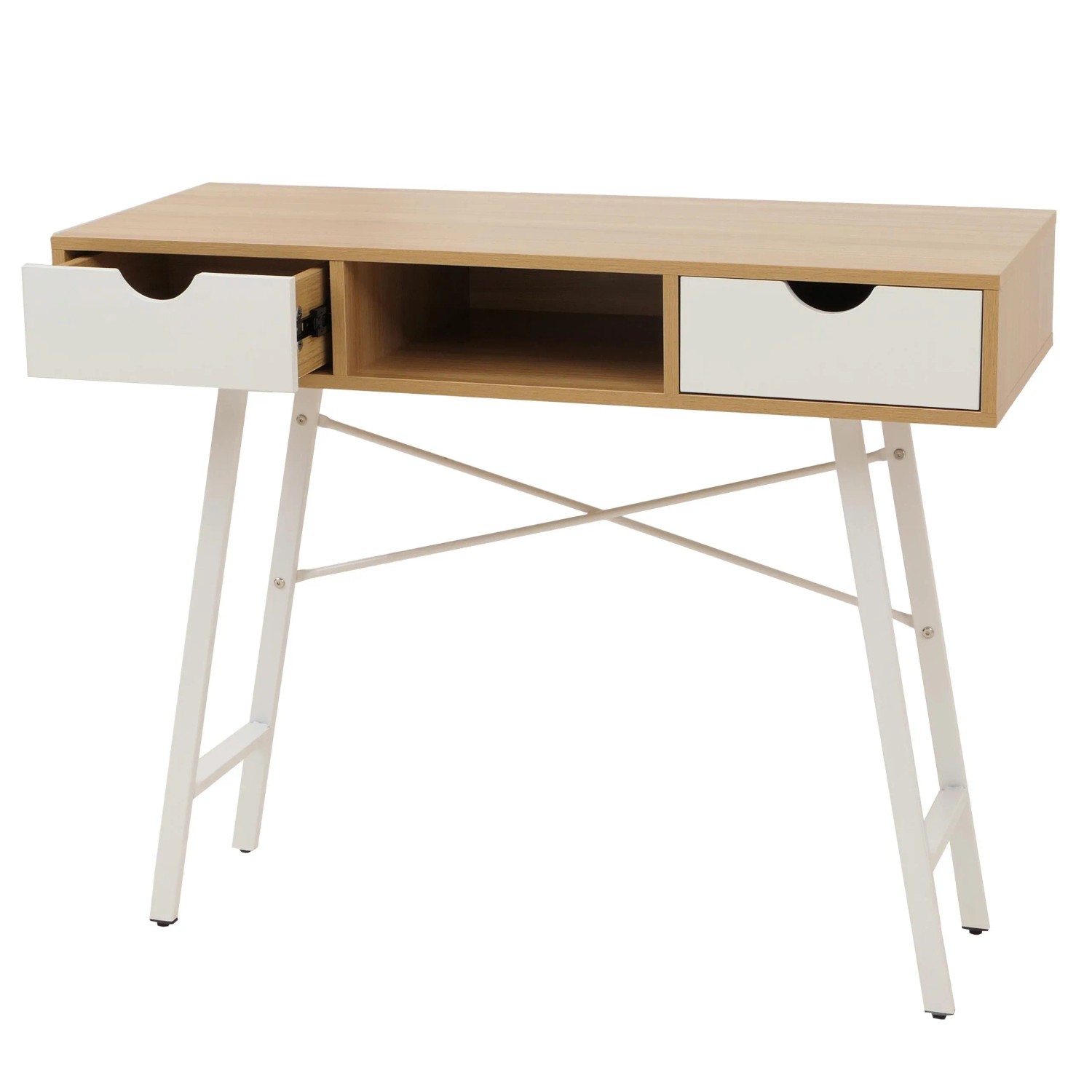 MCW Konsolentisch E92 3D-Struktur 100x40cm Naturbraun Weiß
