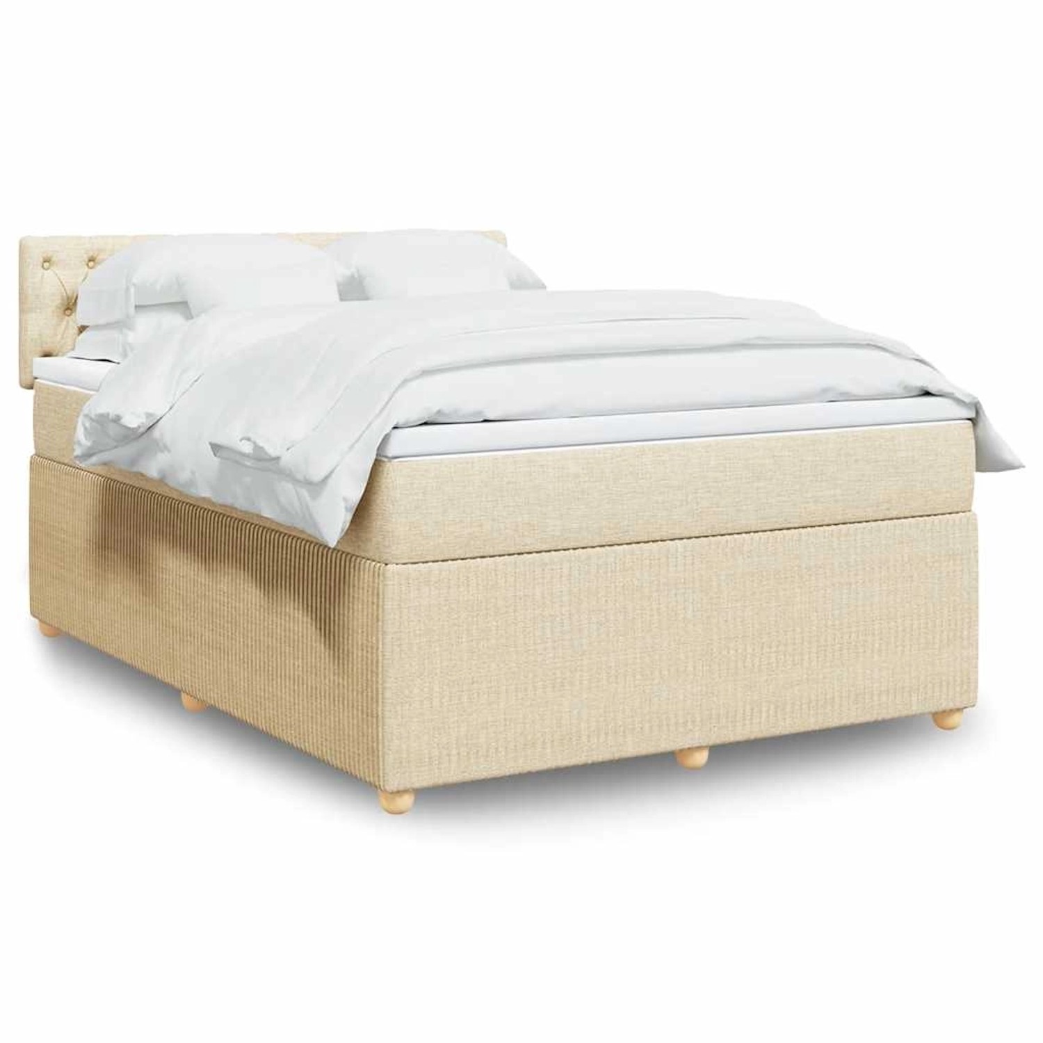 vidaXL Boxspringbett mit Matratze Creme 140x190 cm Stoff 3289763 günstig online kaufen