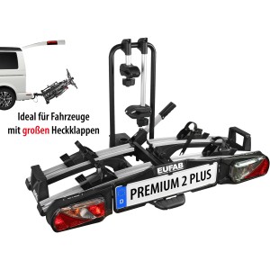 Eufab Premium 2 Plus Fahrradträger für Anhängerkupplung, geeignet für Vans mit großer Heckklappe.