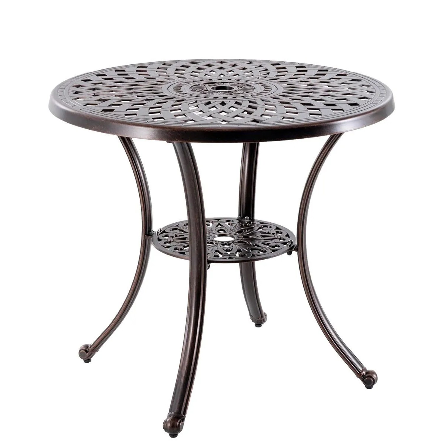 Costway Gartentisch mit Schirmloch und Unterer Ablage 79 x 79 x 71 cm