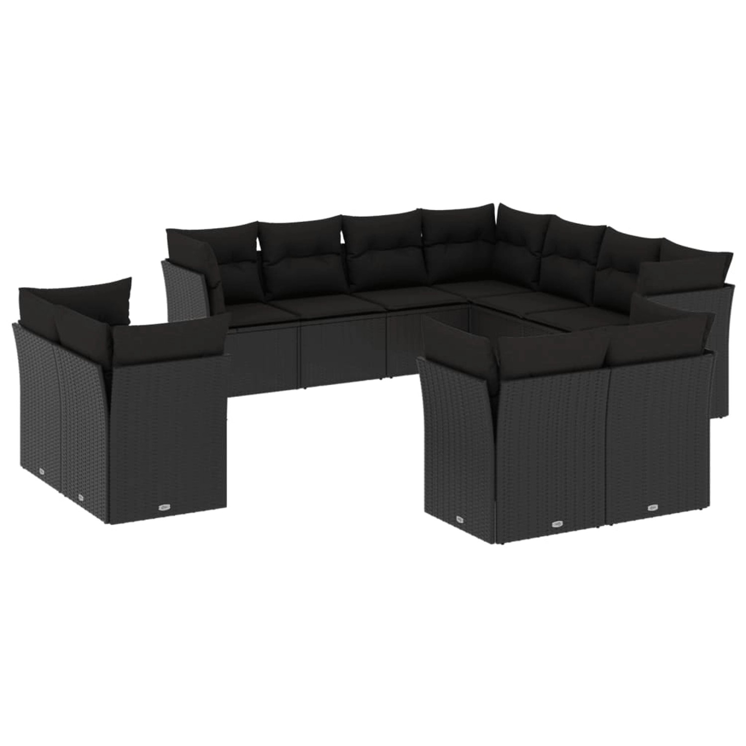 vidaXL 11-Tlg Garten-Sofagarnitur mit Kissen Schwarz Poly Rattan 3218505 günstig online kaufen