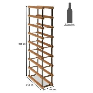PROREGAL Weinregal Vinotega Mod Metal für 8 Flaschen, Kiefernholz geölt, braun.