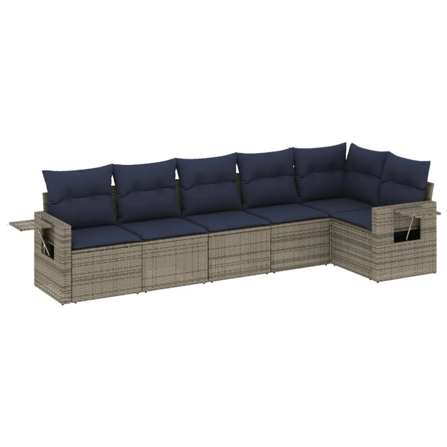 vidaXL 6-Tlg Gartensofa-Set mit Kissen Grau Polyrattan 3220190 günstig online kaufen