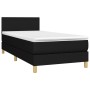 Schwarzes Boxspringbett (90x190 cm) mit Matratze und Kopfteil.