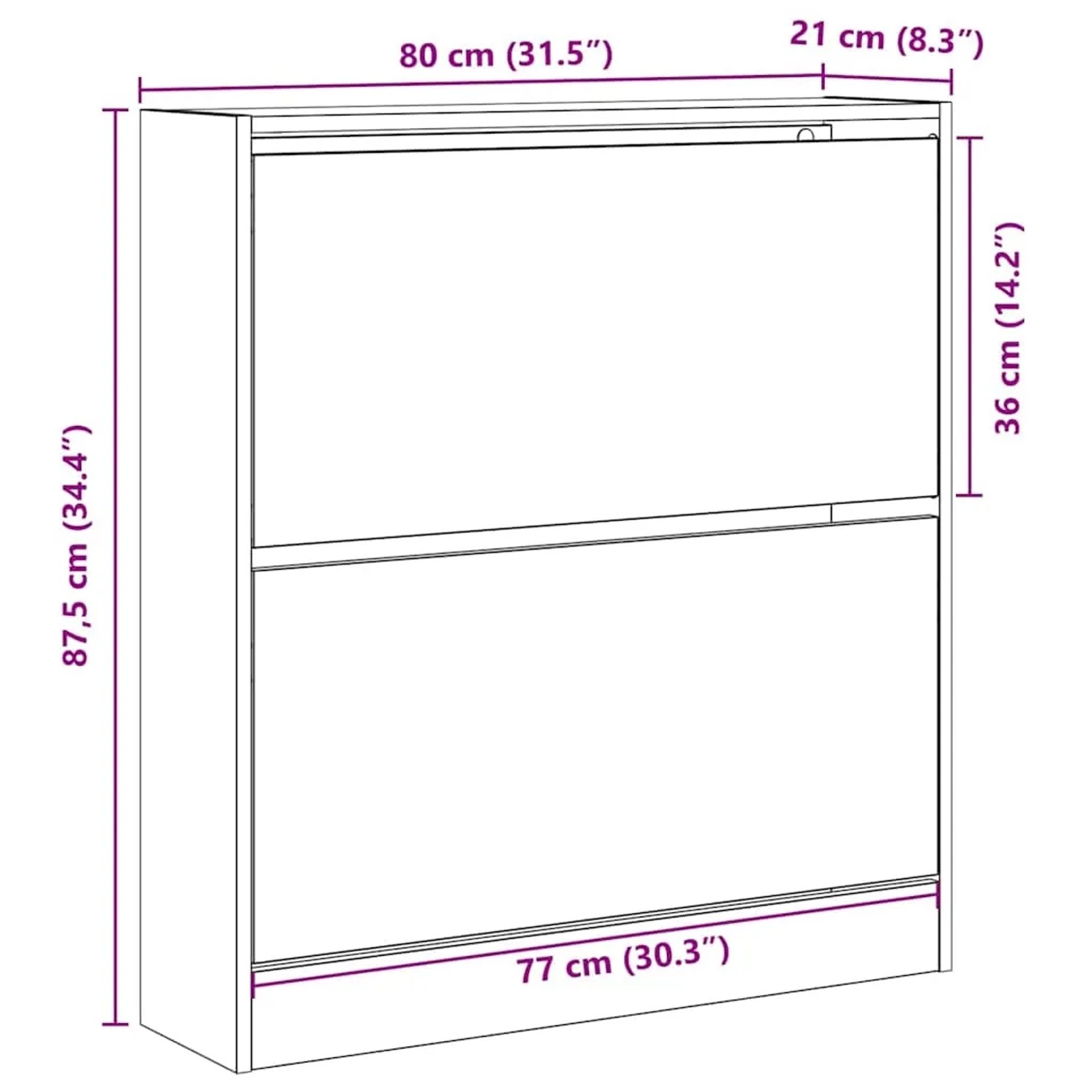 vidaXL Schuhschrank mit Tür Altholz 80 x 21 x 87,5 cm Holzwerkstoff 862214_11