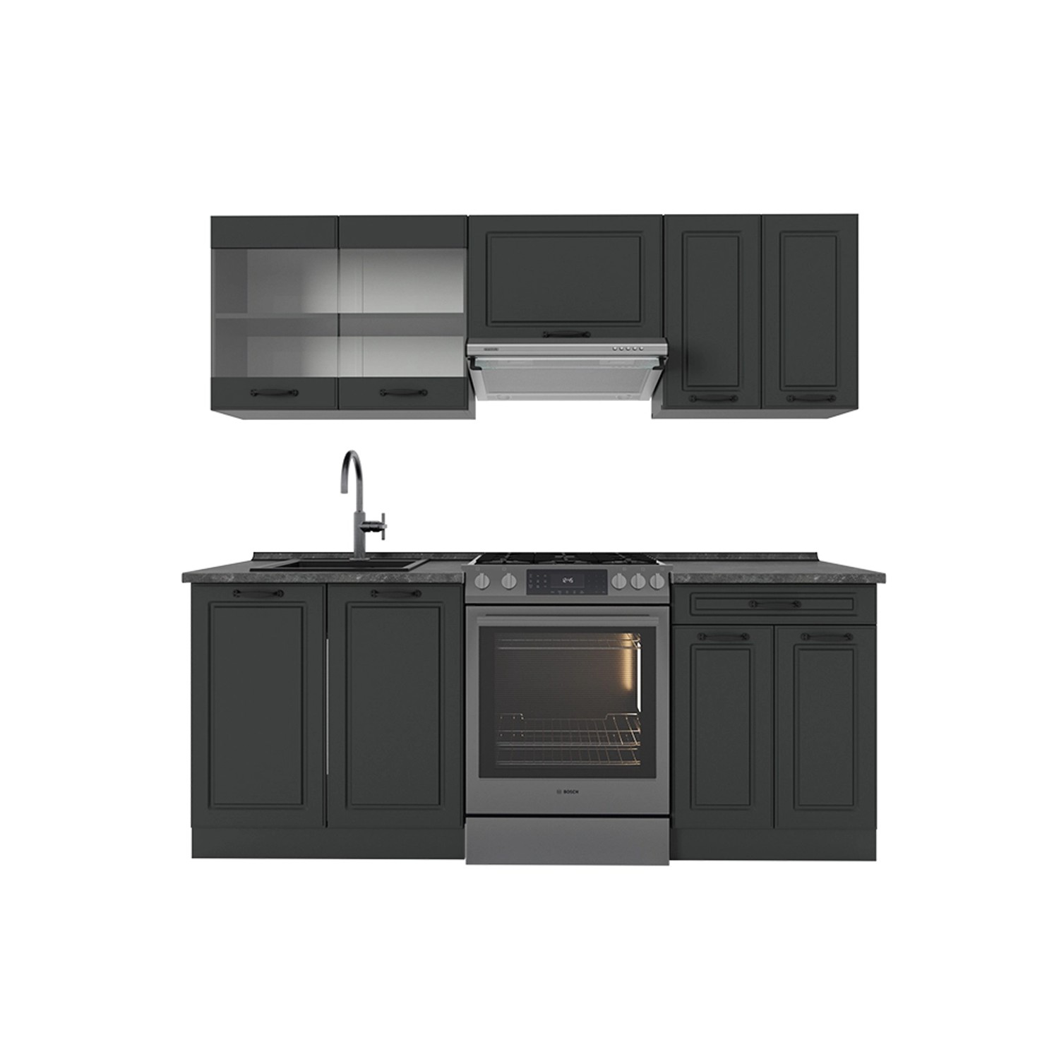 Vicco R-Line Küchenzeile Anthrazit Landhaus/Anthrazit 200 cm AP Anthrazit günstig online kaufen