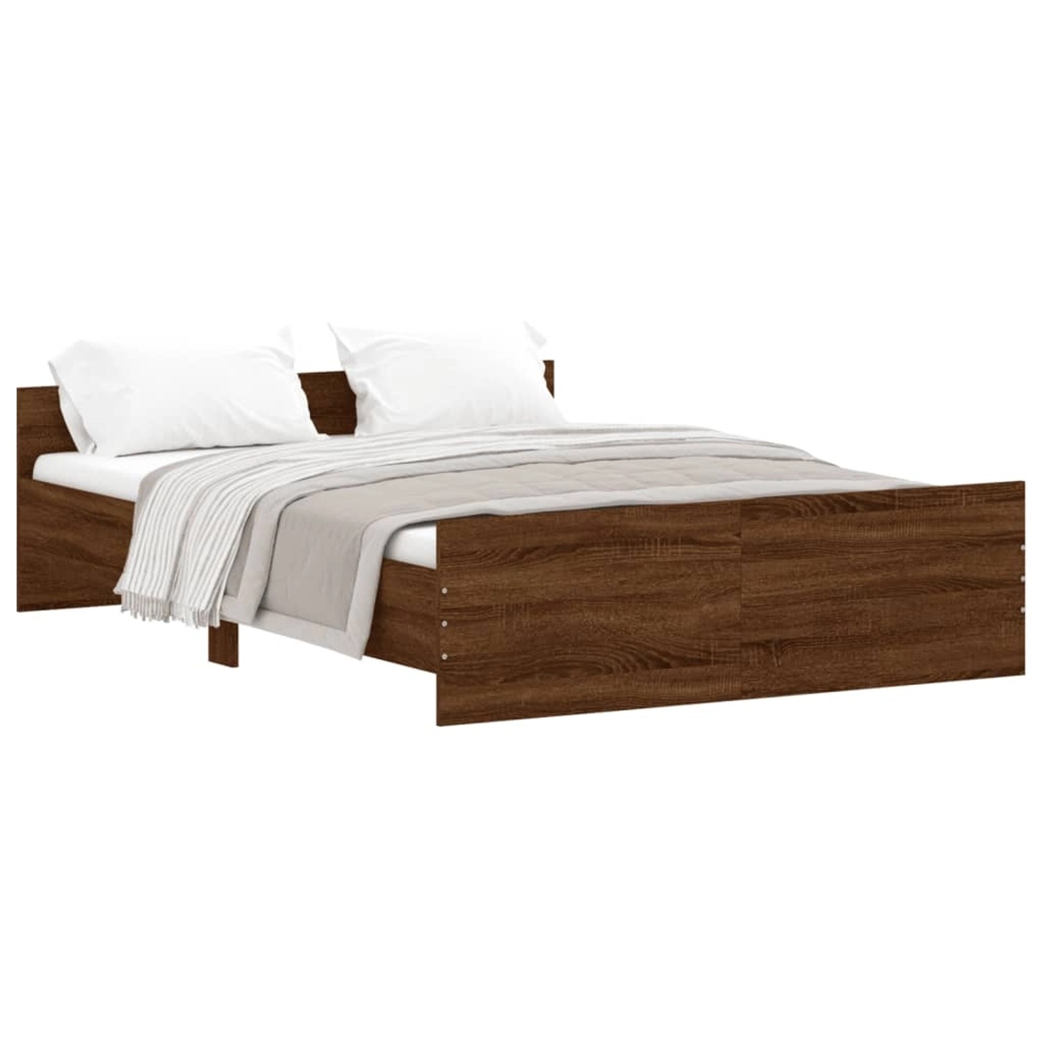 vidaXL Bettgestell mit Kopf- und Fußteil Braun Eiche-Optik 135x190 cm190901 günstig online kaufen