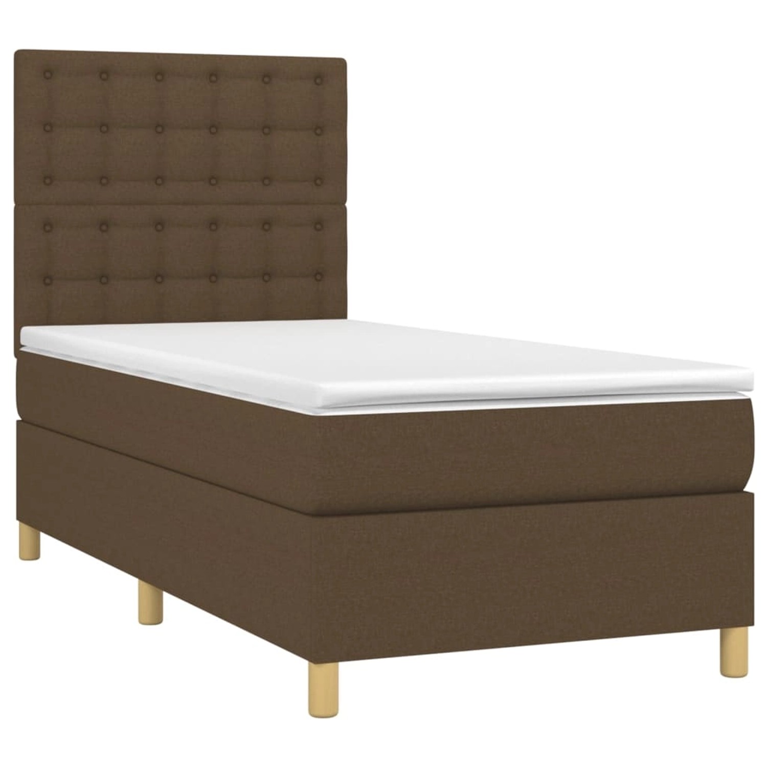 vidaXL Boxspringbett mit Matratze & LED Dunkelbraun 90x200 cm Stoff 3135728 günstig online kaufen