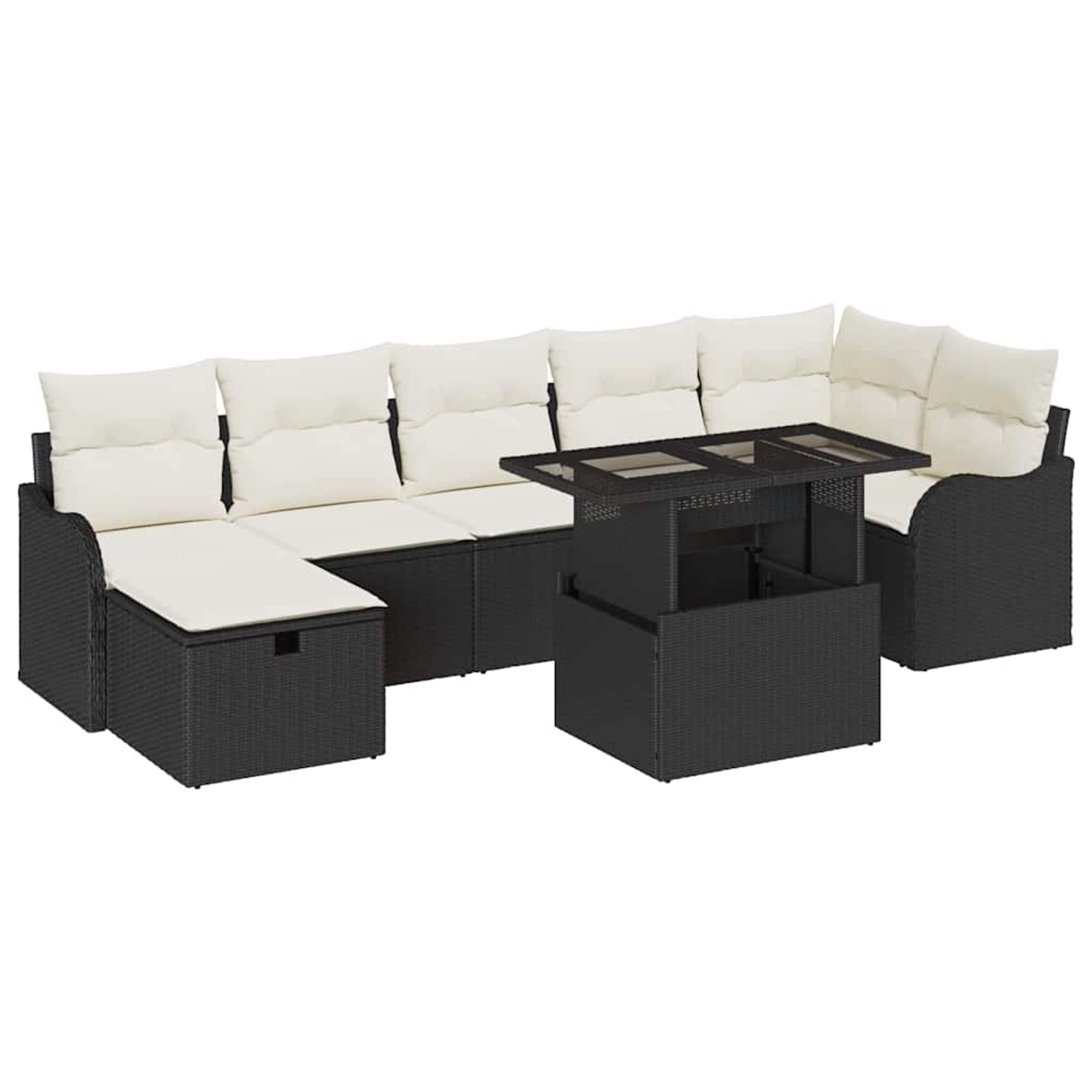 vidaXL Garten-Sofa-Set mit Kissen 8-Tlg Schwarz Poly Rattan 3361056 günstig online kaufen