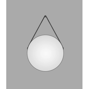 Runder DSK Designspiegel Black Vince, Ø 60 cm, mit schwarzem Rahmen und Aufhängung.