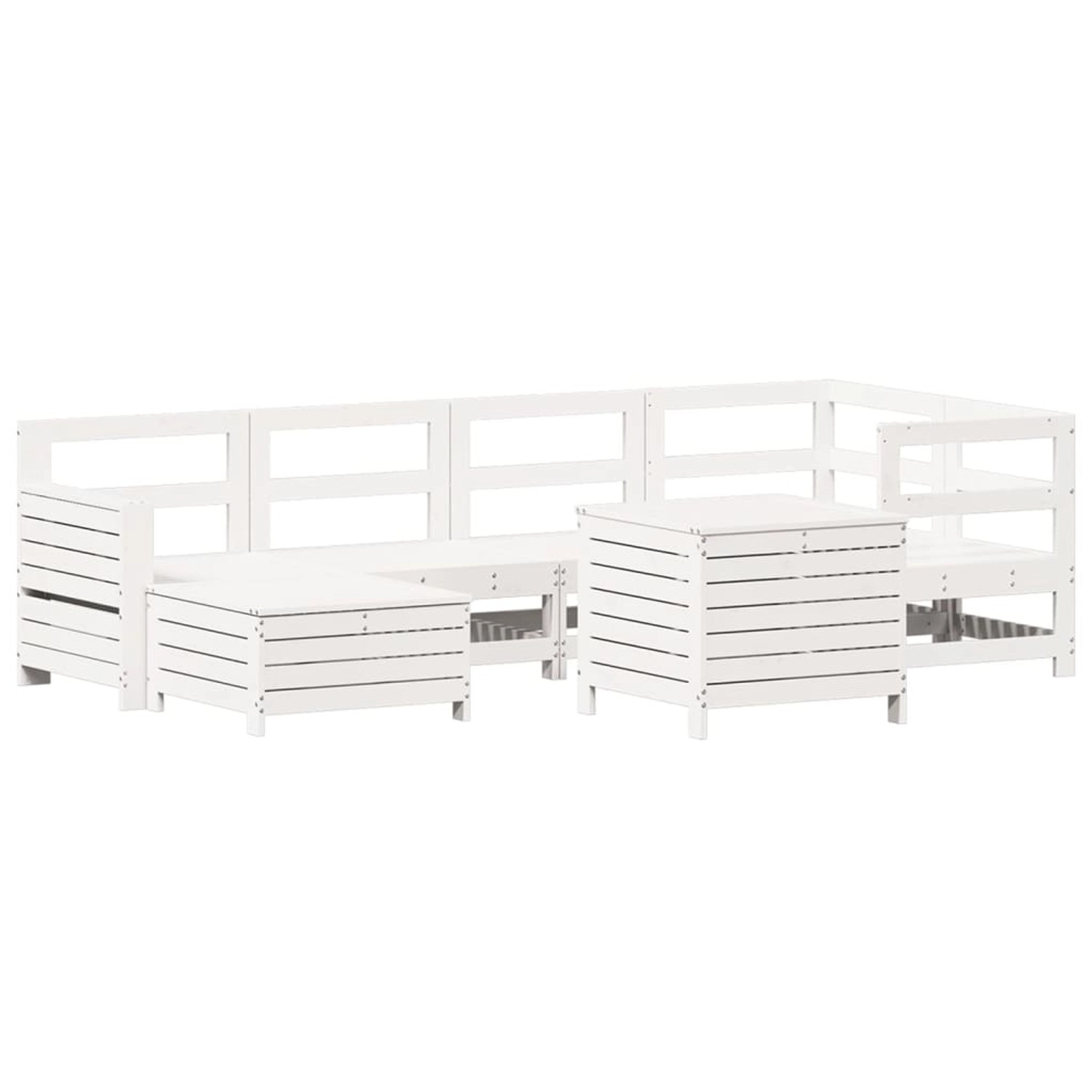 vidaXL 7-Tlg Garten-Sofagarnitur Weiß Massivholz Kiefer 3250969 günstig online kaufen
