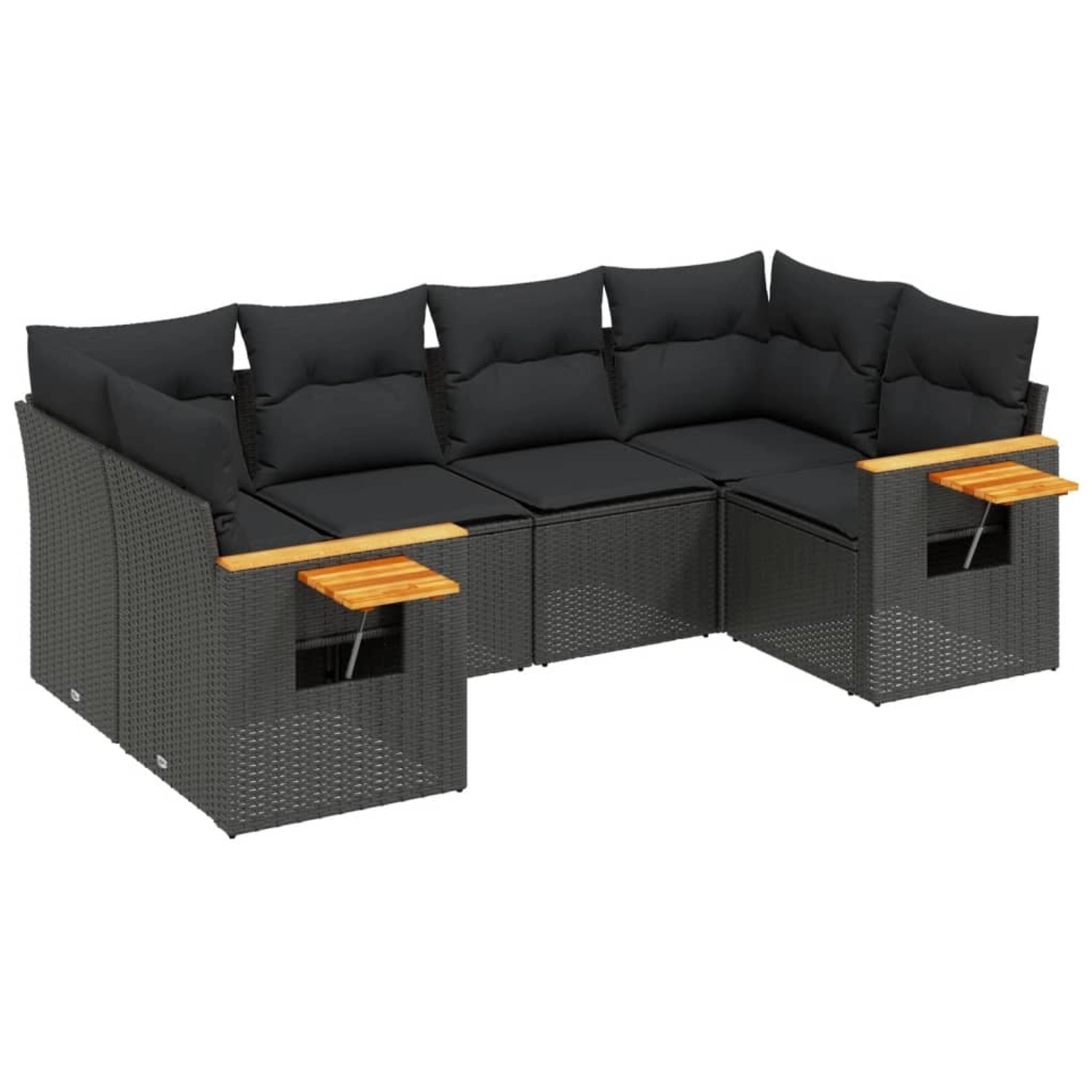 vidaXL 6-tlg Garten-Sofagarnitur mit Kissen Schwarz Poly Rattan Modell 173 günstig online kaufen