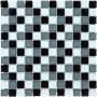 Mosaikmatte aus Glas in Schwarz, Grau und Weiß, 30x30 cm. Ideal für Bad und Küche.