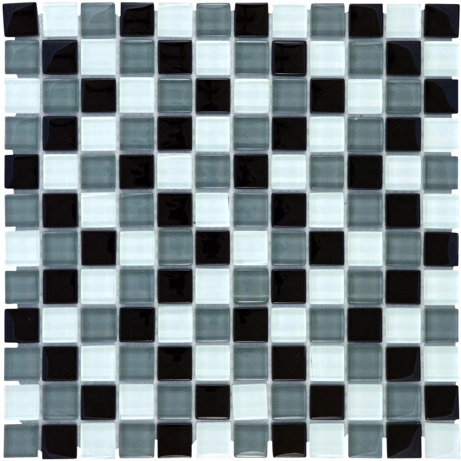 Mosaikmatte Glas Schwarz Grau Weiß 30 cm x 30 cm