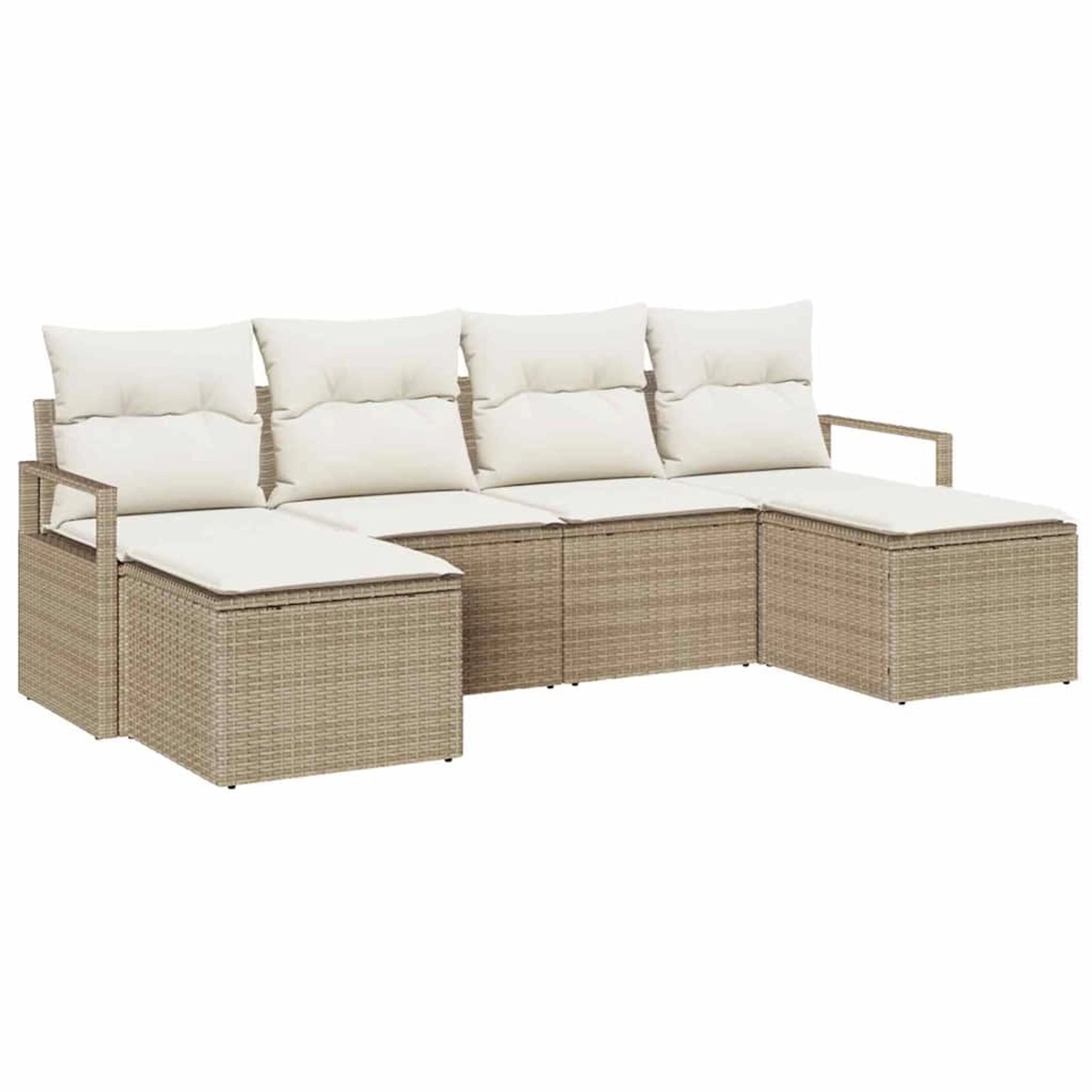 vidaXL Garten-Sofa-Set 6-Tlg Beige Poly Rattan 3346491 günstig online kaufen