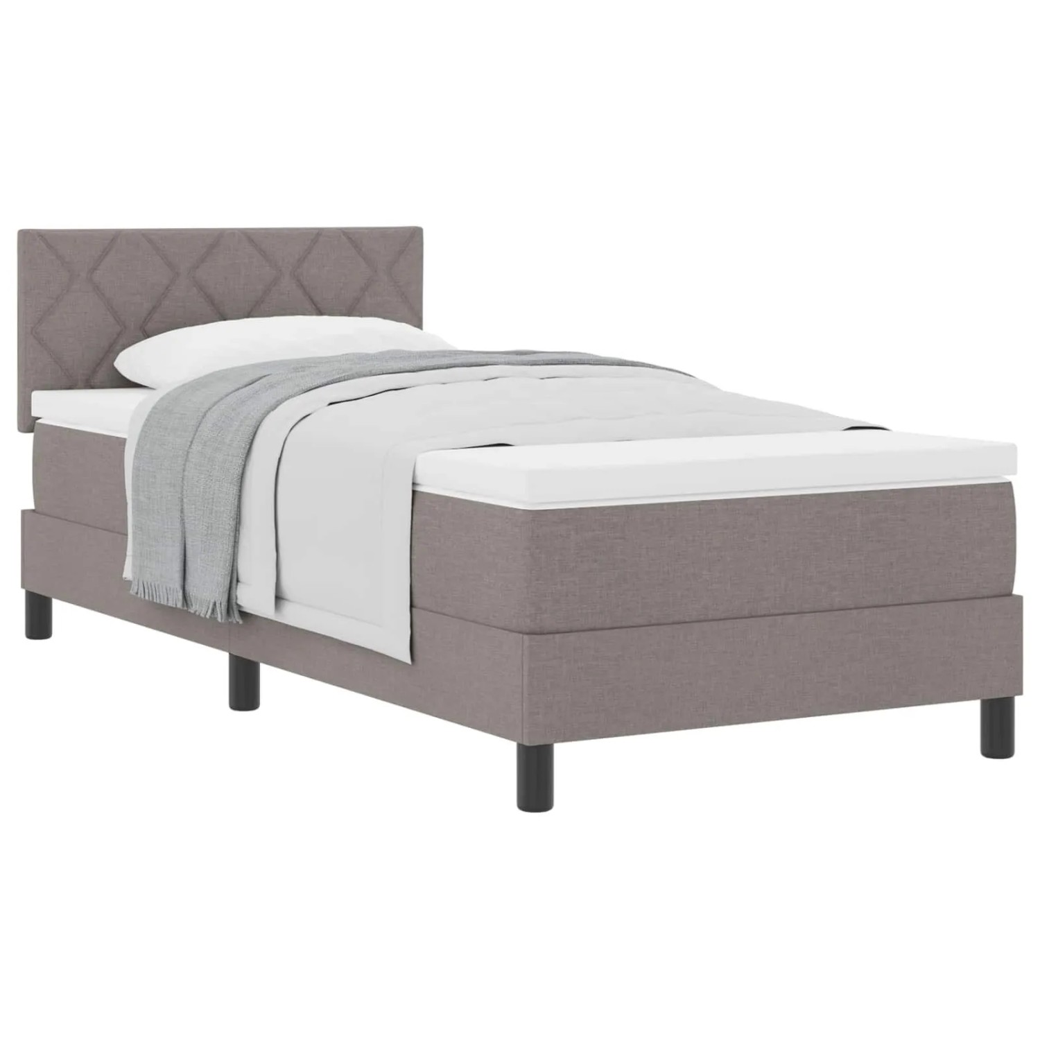 vidaXL Boxspringbett mit Matratze mit Kopfteil Taupe 90 x 200 cm Stoff 3338738