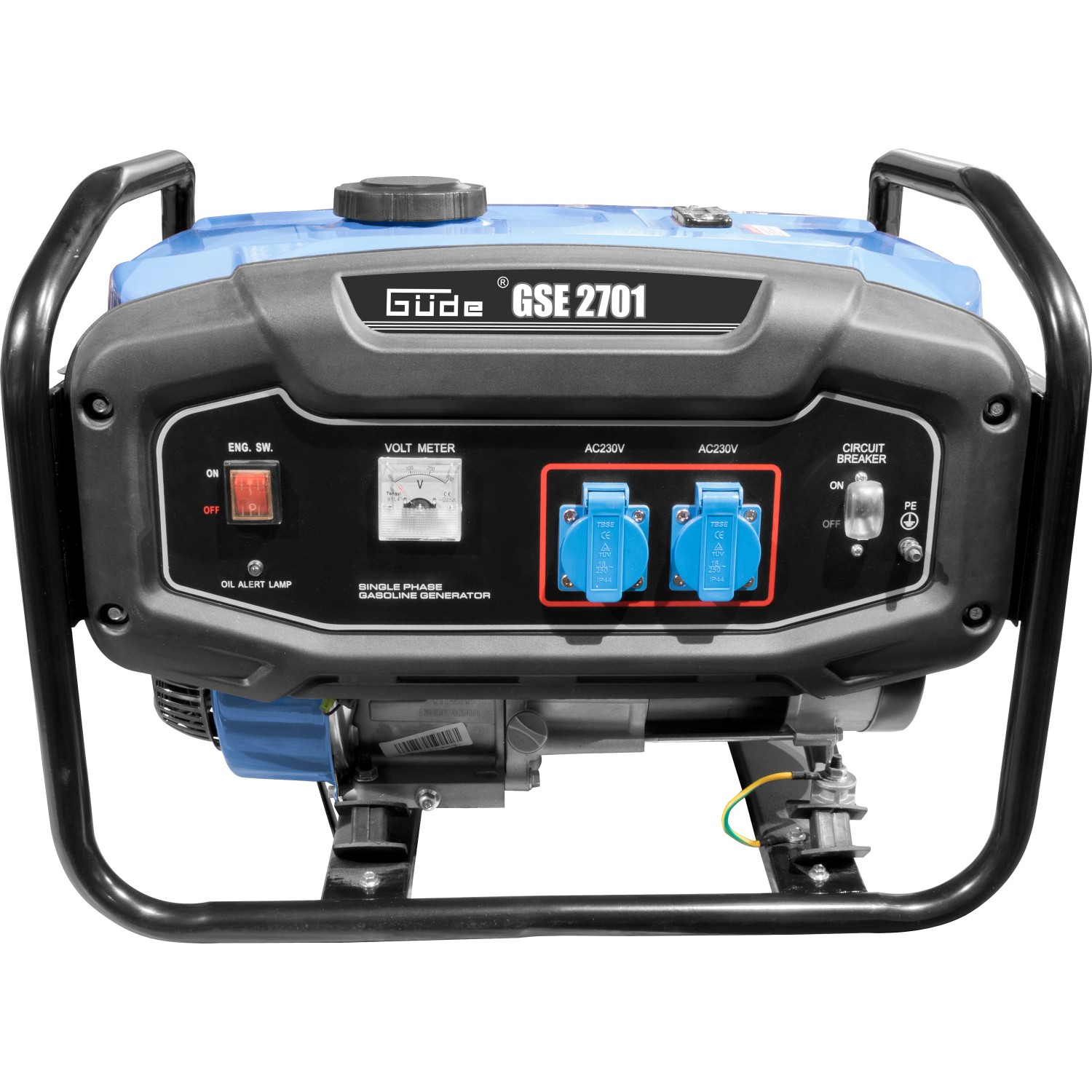 Güde Stromerzeuger GSE 2701 Benzin mit 2x 230V Anschlüssen und klappbarem Griff.