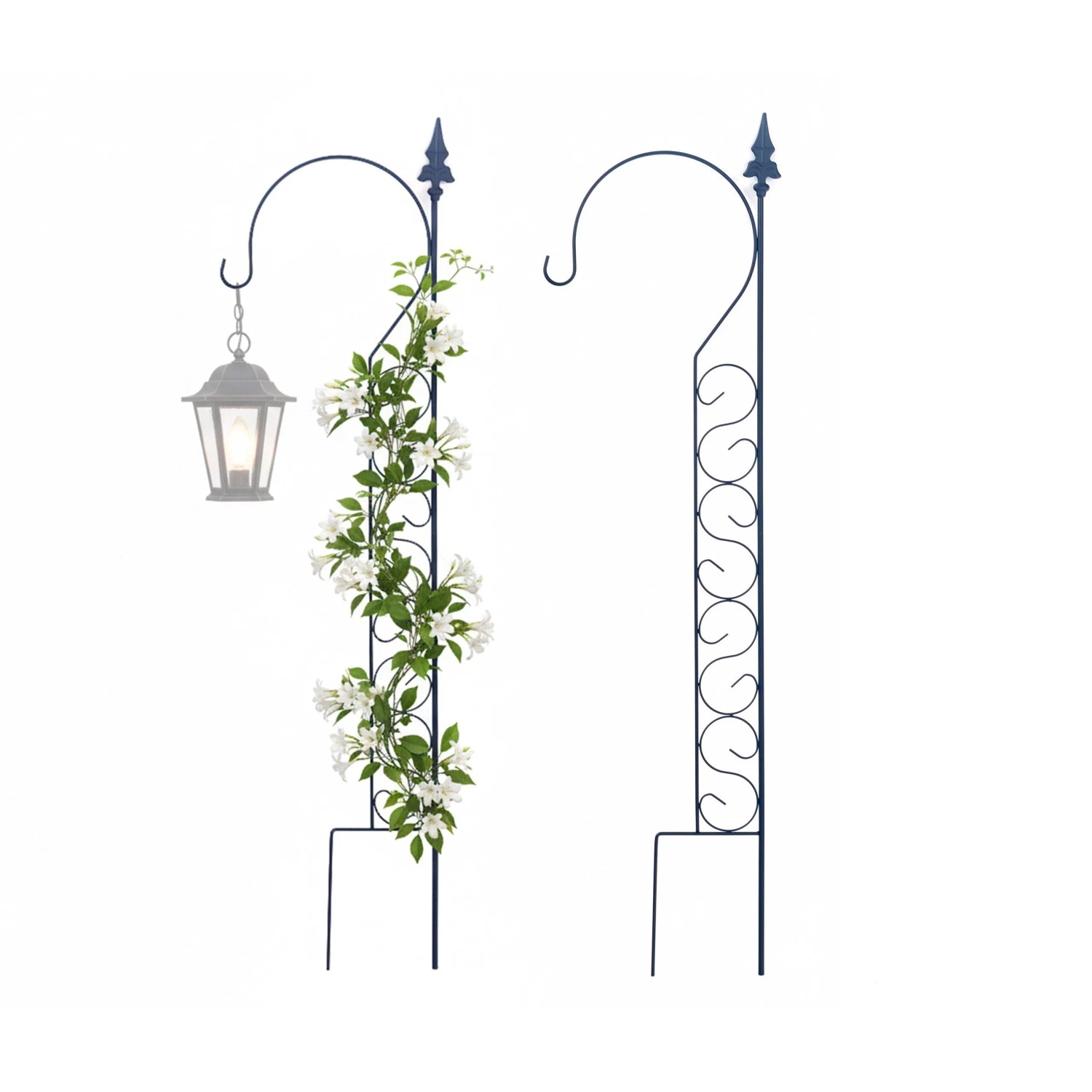 Relaxdays Rankhilfe Stahl Schwarz Mit Haken Steckbar 2er Pack 116 cm x 28 cm