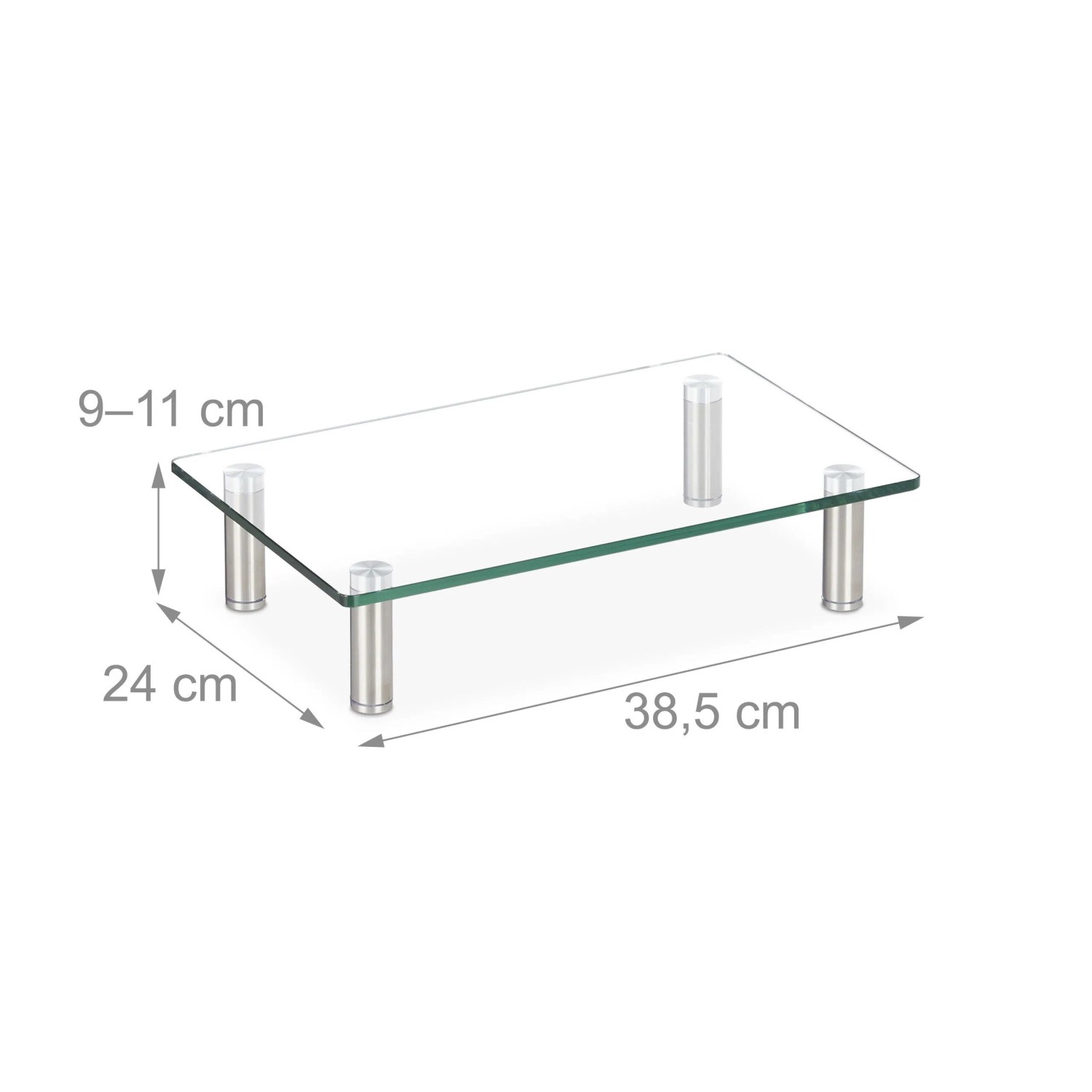 Relaxdays Bildschirmständer Glas Transparent Höhenverstellbar 38,5 cm x 24 cm 2,1 kg_4