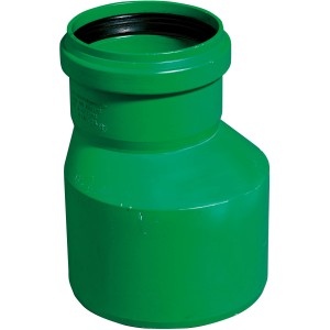Maigrün Kanalgrundrohr-Reduzierstück DN 125/110 zum Verbinden von KG-Rohren.