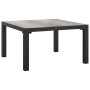 Quadratischer, grauer vidaXL Garten-Couchtisch mit schwarzem Metallgestell. Teil des Garten-Lounge-Sets.