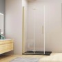AICA Walk-In Duschwand, 120cm, gold gebürstet, mit Falttür aus 6mm Nano-ESG Glas.