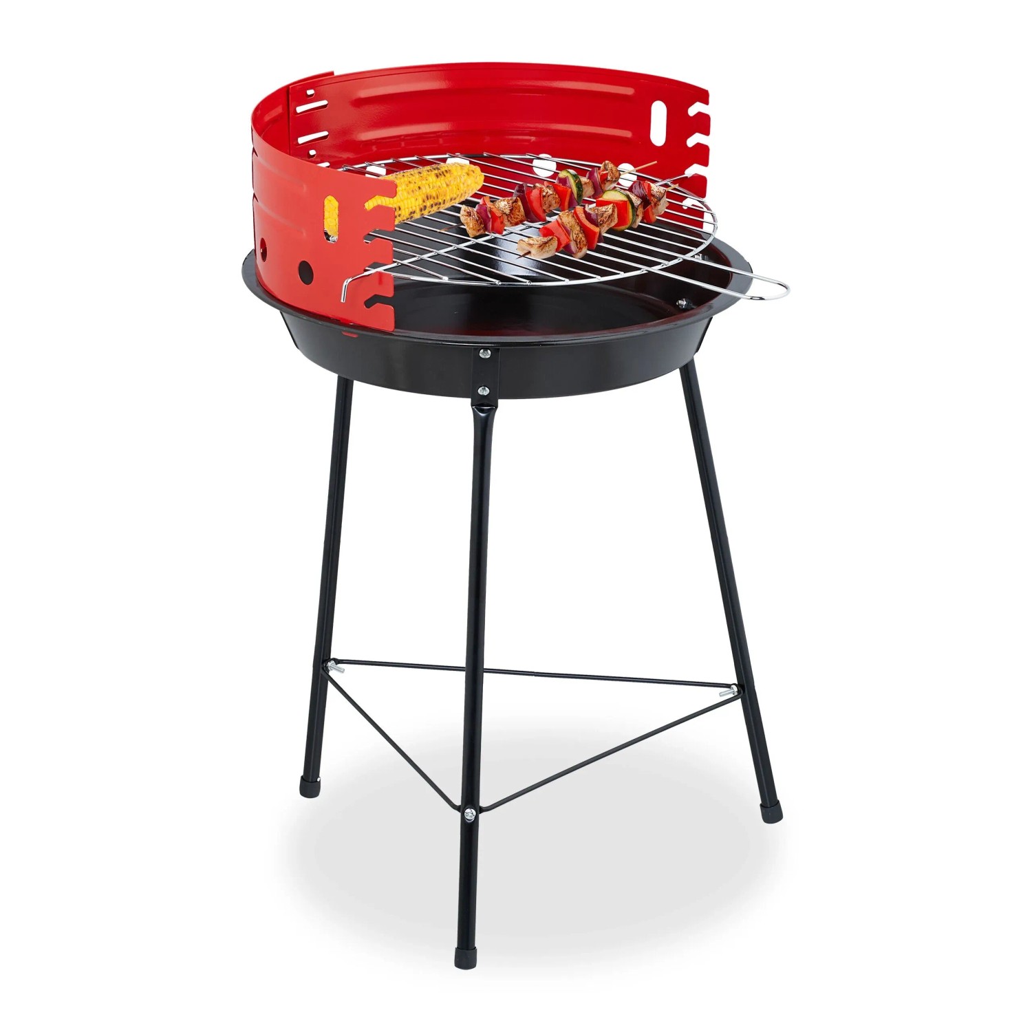 Relaxdays Holzkohlegrill Stahl Schwarz Höhenverstellbar 53 cm x 37 cm 1,2 kg
