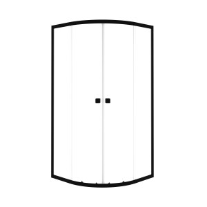 Runde, schwarze baliv Duschkabine DUK-90.21R mit Schiebetüren, 90x90 cm.