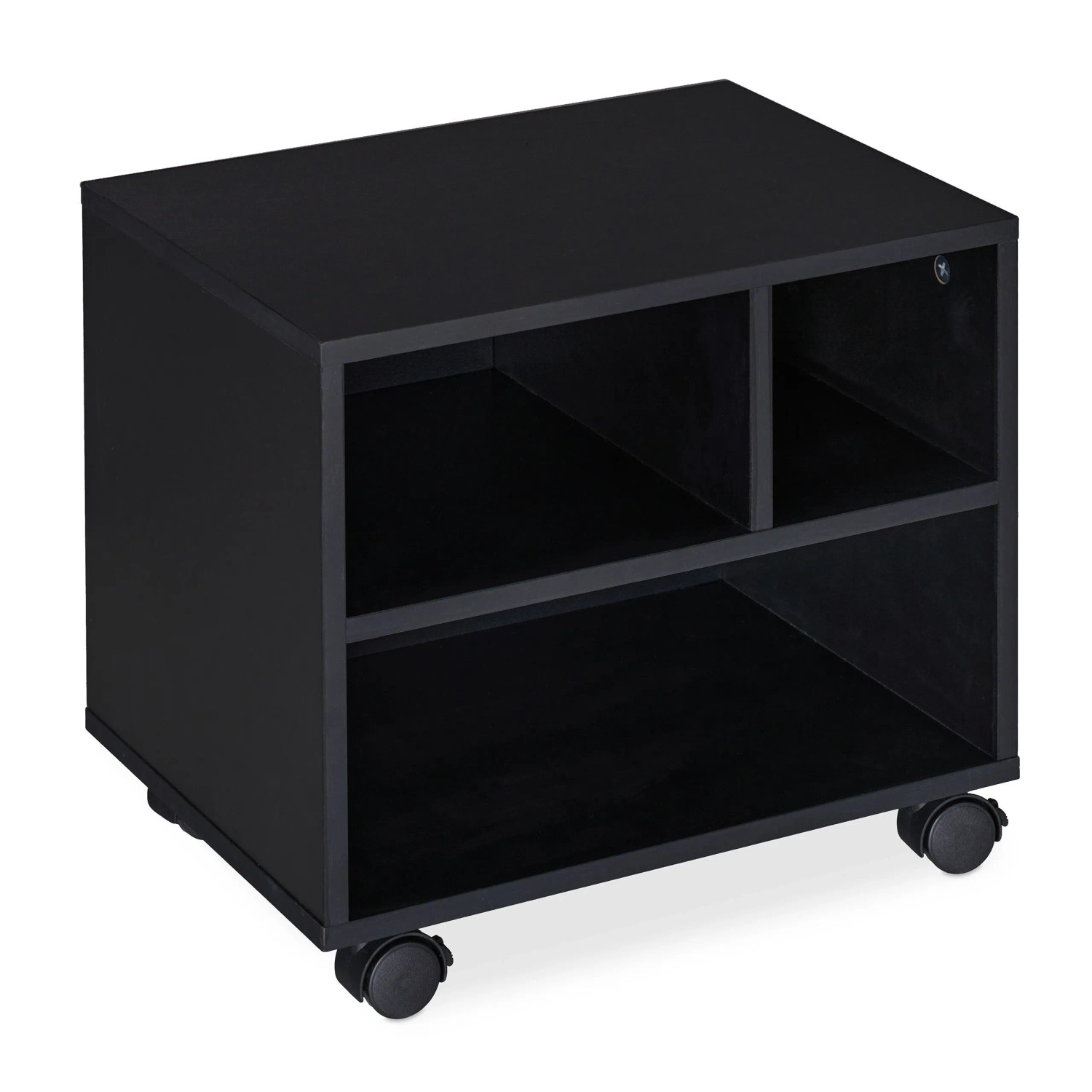 Relaxdays Rollcontainer Spanplatte Kunststoff Schwarz mit 3 Fächern 35,5 cm x 40 cm x 30 cm 5,3 kg