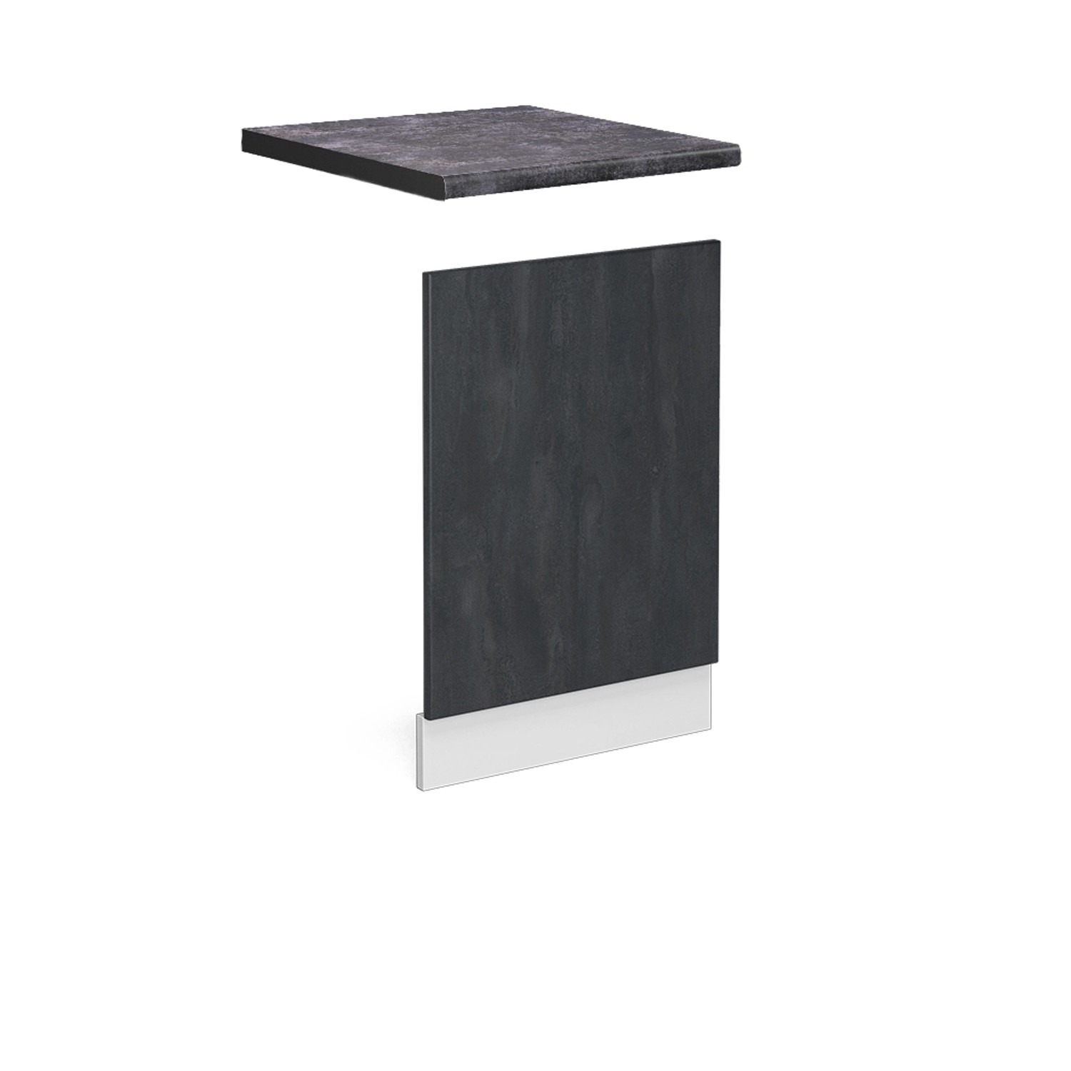 Vicco Frontblende R-Line Geschirrspüler Fronttür Schwarz Beton/Weiß 45 cm AP Anthrazit