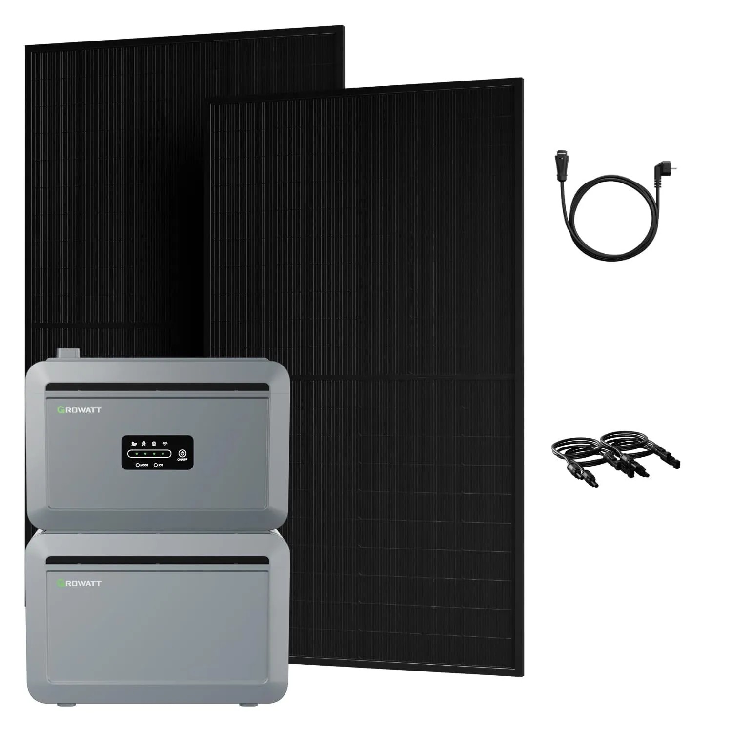 Growatt Balkonkraftwerk Set NEXA 2000 Speicher 4096 Wh mit 1000 W Bifazial Glas-Glas Full-Black